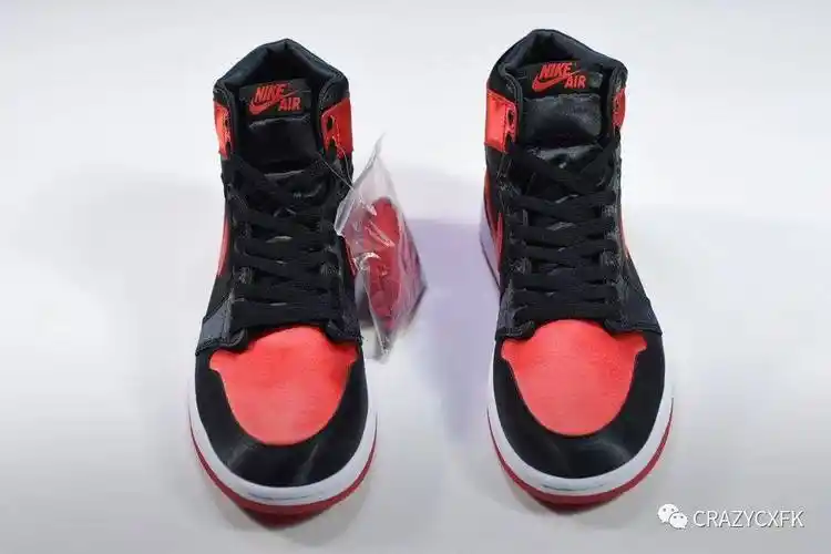 乔丹air jordan aj1 retro high satin bred 黑红禁穿丝绸篮球鞋_红色