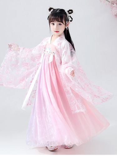 儿童汉服女中国风小女孩齐胸襦裙古装樱花超仙飘逸连衣裙春樱秋装