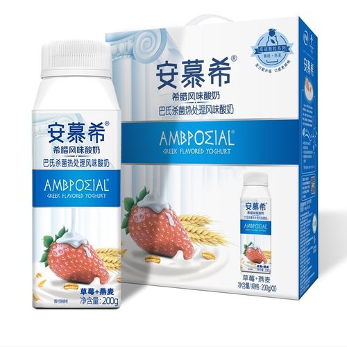牛奶乳制品10月产伊利安慕希草莓燕麦希腊风味酸奶200g10瓶整箱家庭