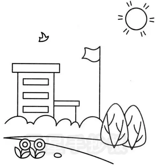 胜利大街小学简笔画