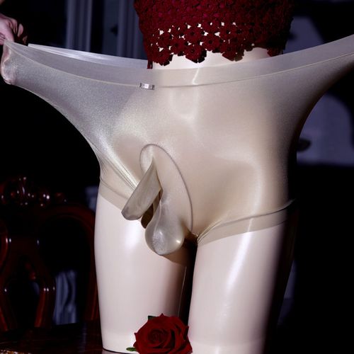 200斤大码伪娘内裤男士高腰丝滑性感超薄透明jj套枪弹分离平角裤