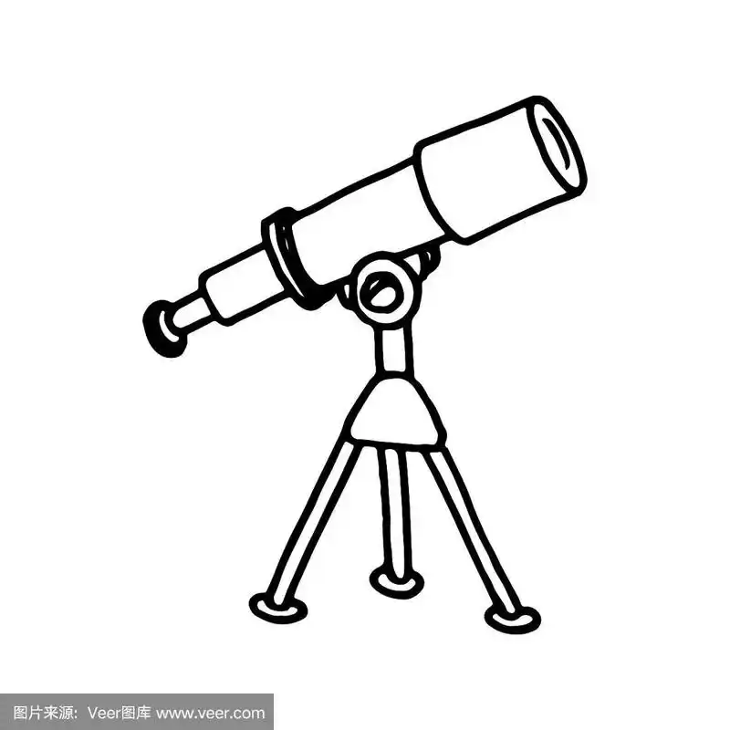 手绘望远镜涂鸦图标