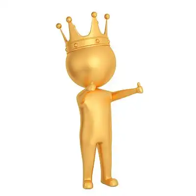 金色卡通3d立体头戴皇冠小人元素3d小人