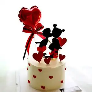 【10个装】接吻情侣烘焙蛋糕装饰插件插牌摆件生日派对情人节love