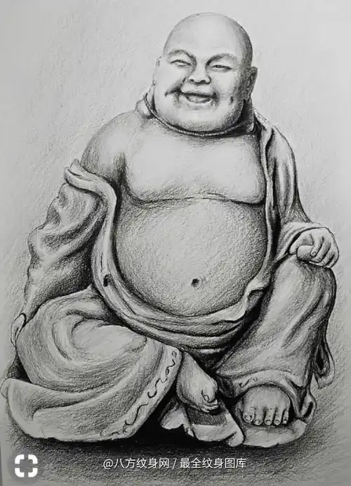 传统大图弥勒佛纹身手稿图案参考 (166)