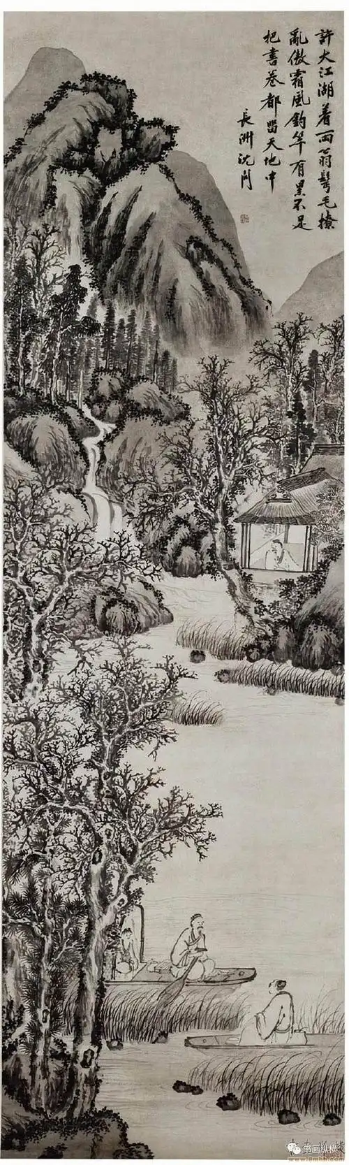 明 沈周 山水图轴 美国费城艺术馆藏明 沈周 云别溪山图 虚白斋藏明