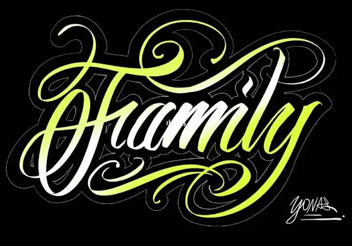 纹身手稿  #花体字  #哥特体  #奇卡诺花体字纹身  #ami  #family