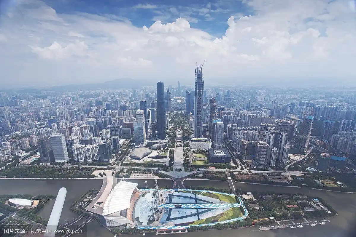 广州cbd和海心沙全景俯瞰图