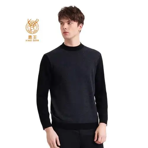 鹿王羊绒衫男士半高高领休闲时尚百搭秋冬季新款高端羊绒套衫