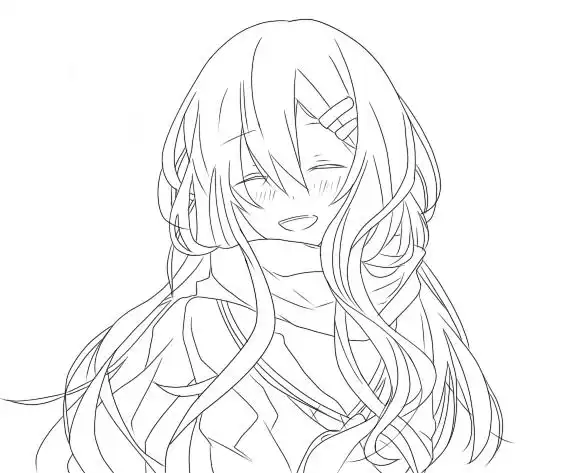 人物线稿黑白动漫素材手绘插画绘画