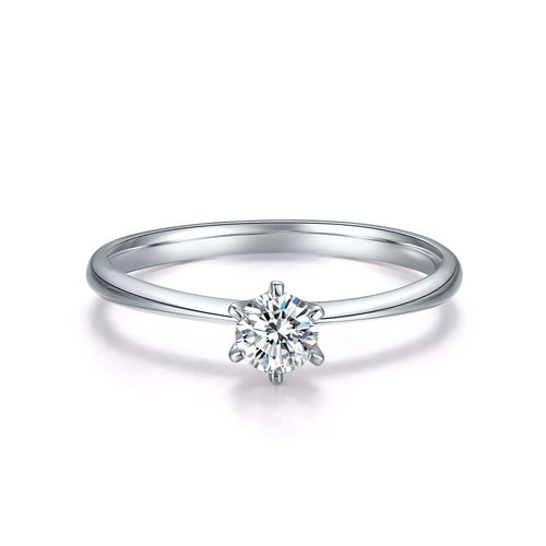 周六福元旦礼物周六福约30分白18k金钻戒时尚经典六爪钻石女戒戒指