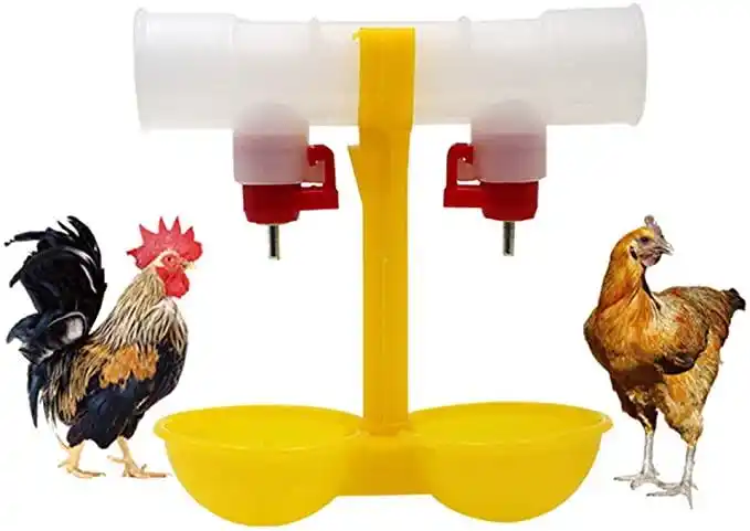 diyarts 10件小鸡饮水喷泉奶嘴黄色双悬挂杯自动水壶宠物家禽饮水器