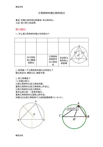 三角形的外接圆和内切圆复习过程