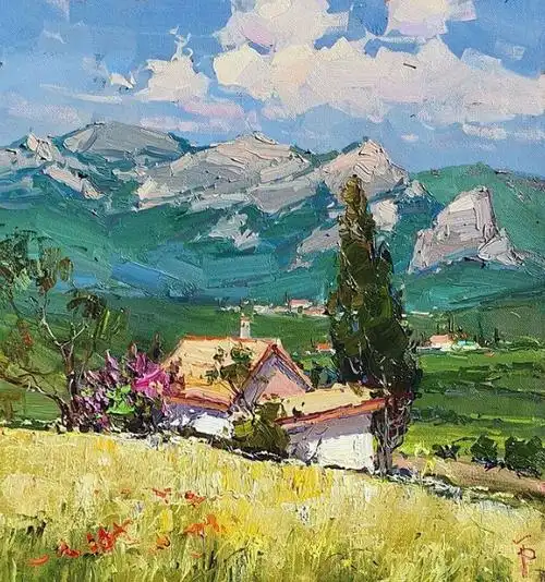 风景这么美不画可惜了还是这种画作看着过瘾刮刀厚涂的色彩真的好看