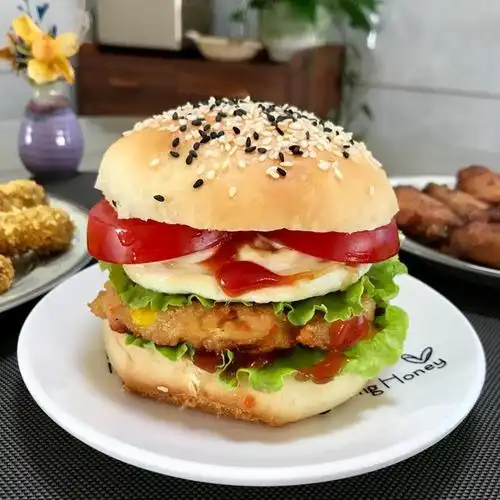 yan一起月半做的肯德基早餐汉堡轻松在家做玉米鸡肉汉堡包