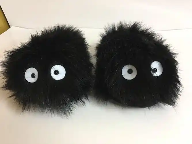 totoro龙猫煤炭黑煤球冬季包保暖毛毛拖鞋居家卡通动漫毛绒棉拖鞋