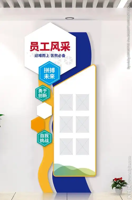 照片竖版文化墙员工风采图片