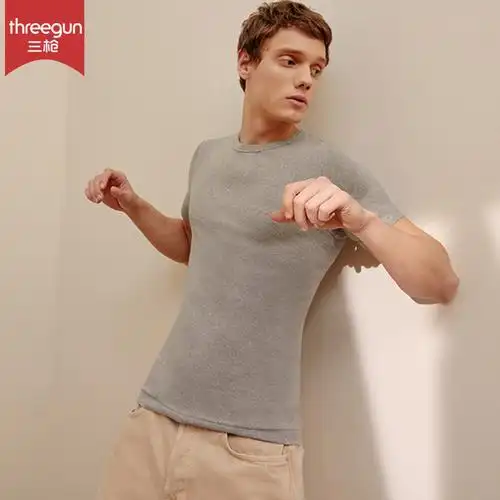 三枪圆领汗衫运动打底纯色修身新款男士夏季吊带