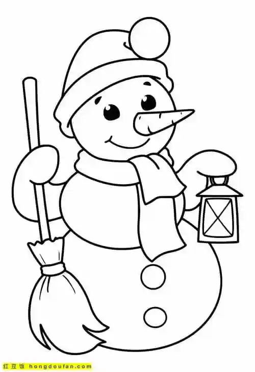 12张胖乎乎的雪人卡通涂色简笔画