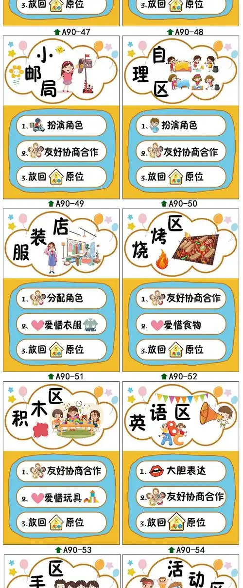 幼儿园区角牌区域规则儿童进区标识贴纸活动布置装饰墙贴a9012美工区