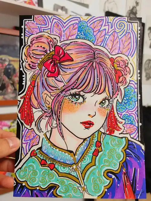 马克笔口红手绘