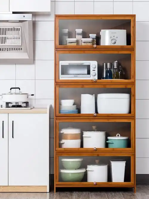 厨房收纳柜子储物柜带门小型碗柜家用简易农村整理架