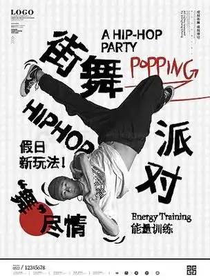 手写环绕人物街舞宣传海报