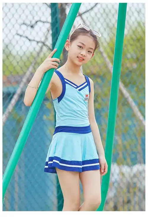 泳衣女童连体游泳衣儿童女孩中大童温泉少女学生运动平角泳衣泳装