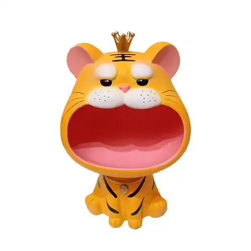 虎年吉祥物招财老虎摆件玄关钥匙硬币收纳客厅摆件