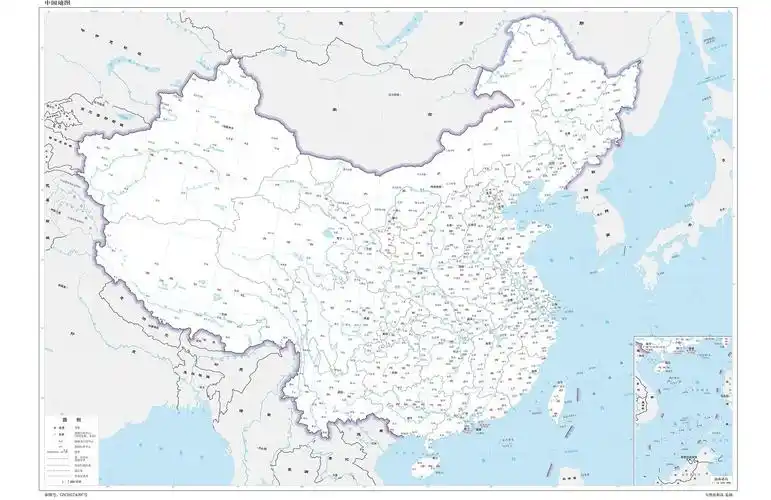 中国地图 1:740万 对开 界线版 有邻国 线划一 图片来源:标准地图服务