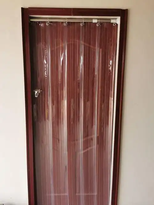 皮门帘透明软门帘家免打孔伸缩杆推拉挡风空调门帘防冷气隔热帘 透明