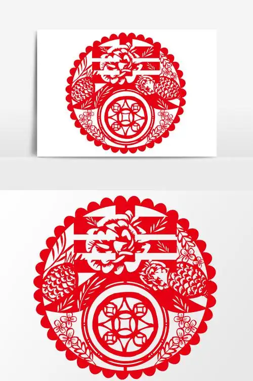 中国风红色春节剪纸设计元素