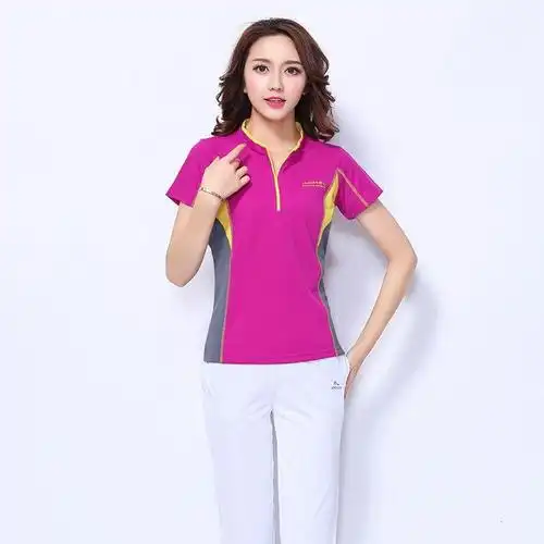 珂卡慕kekamu夏季新款韩版短袖女广场舞服饰立领运动服套装团体服装