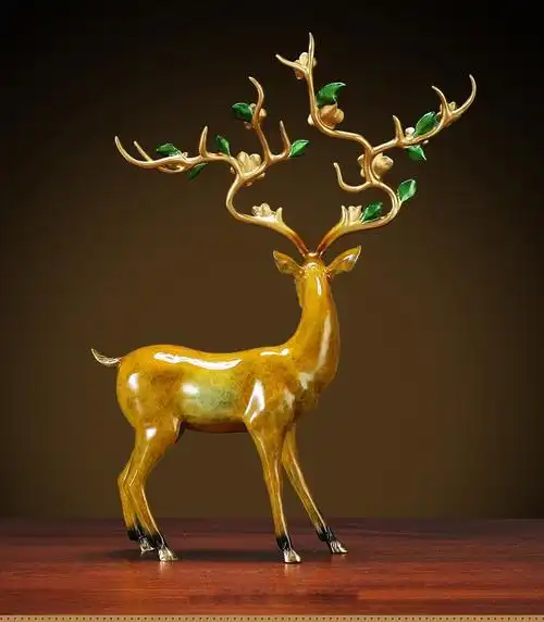 聚善缘新中式招财梅花鹿摆件乔迁新居礼品客厅玄关书房电视柜酒柜装饰