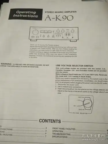 先锋a-k90功放说明书 英文版