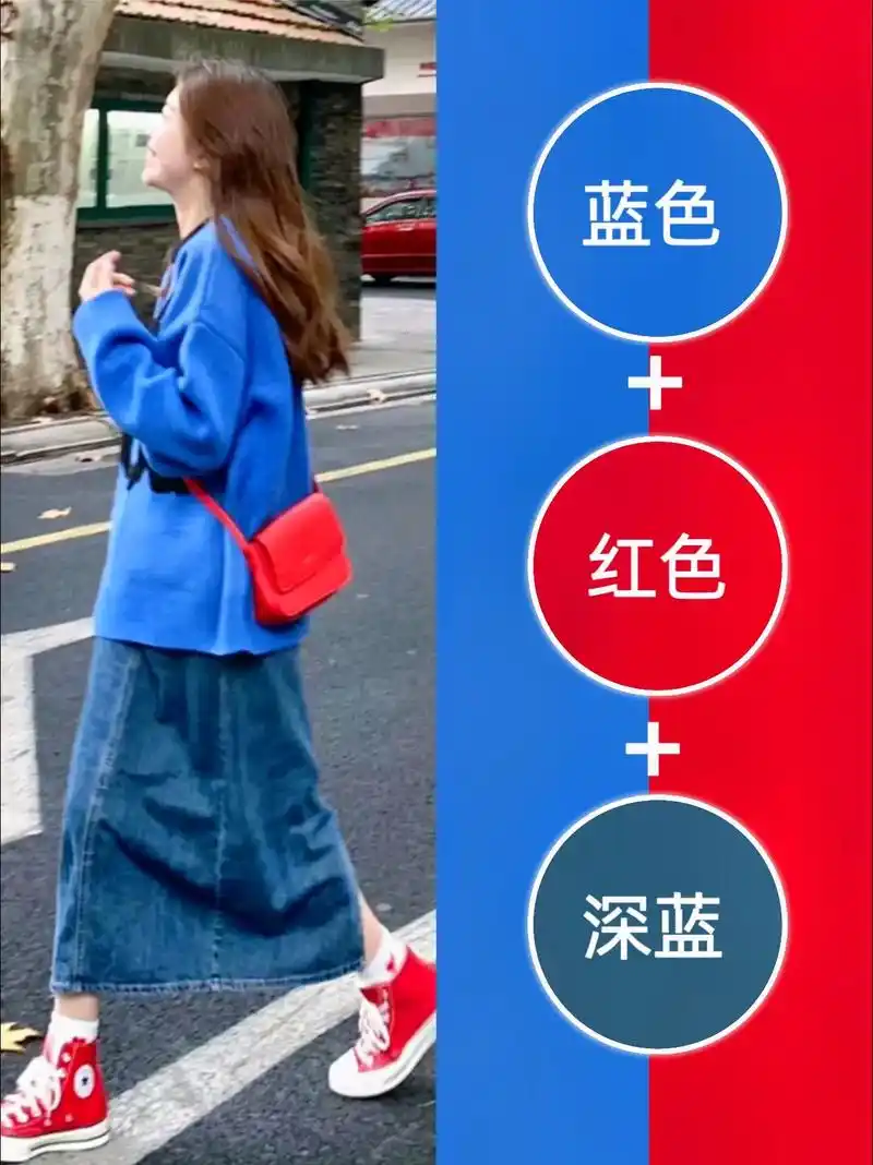 色彩搭配.蓝色与红色的碰撞,激发出无尽的热情与力量.在三配色 - 抖音