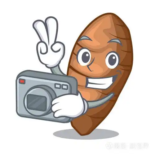 摄影师芋头块茎隔离在吉祥物矢量插图