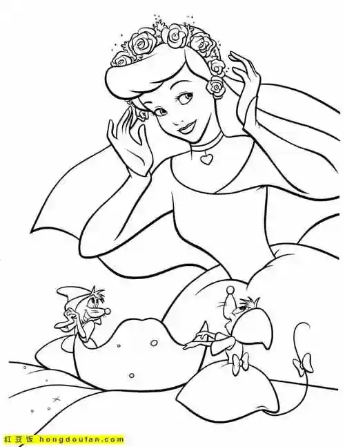 10张迪士尼公主们卡通涂色图片!白雪公主美女与野兽长发公主