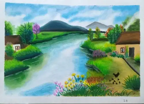 我的第一本油画棒风景画