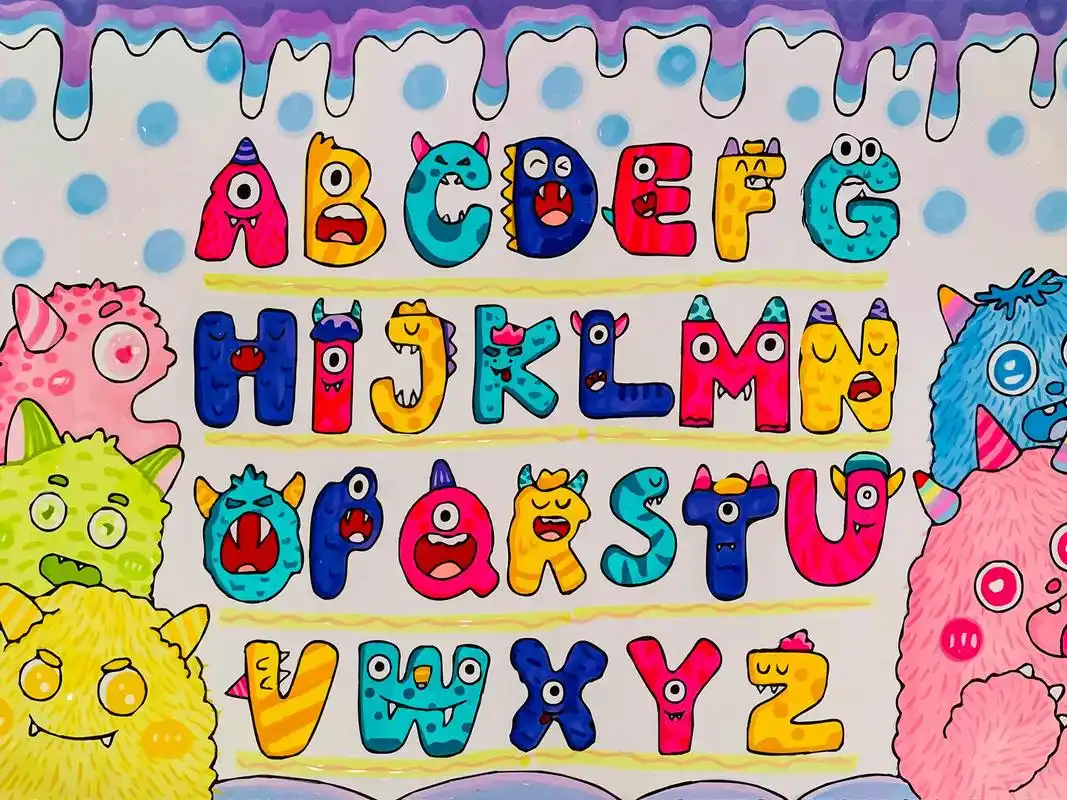 26个字母创意儿童画.26个字母小怪兽系列字母创意画来 啦, - 抖音