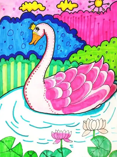天鹅绘画