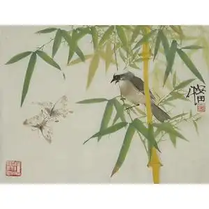 竹子画美术作品手绘代画国画深圳大芬村画客厅定制成品字画