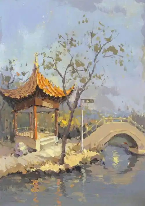 水粉画风景画 水粉风景画临摹图片