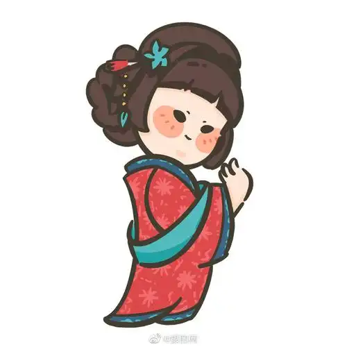 免抠素材可可爱爱唐朝仕女手绘人像插画