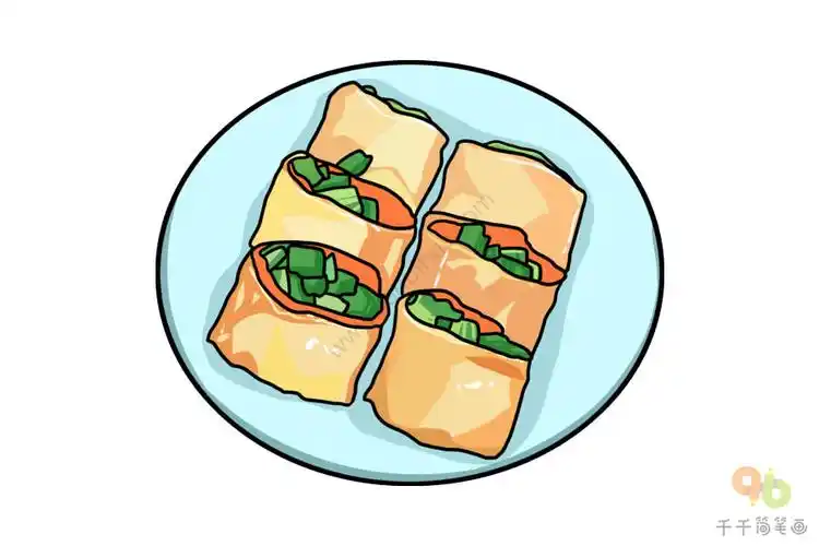 东北小吃 烤冷面简笔画_地方美食简笔画