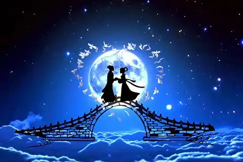 背景视频-唯美浪漫七夕鹊桥相会led舞台背景视频素材