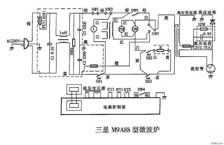 电子电路图纸简介: 三星m9a88型微波炉.gif