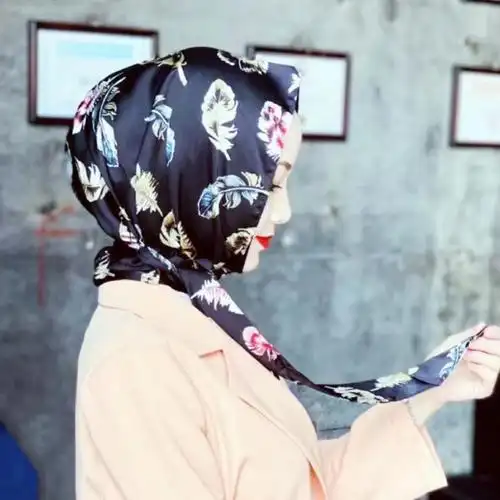 春夏新款民族风穆斯林纱巾多功能头套丝缎包头巾戴帽子丝巾