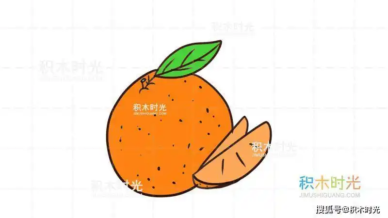 柑橘简笔画带颜色