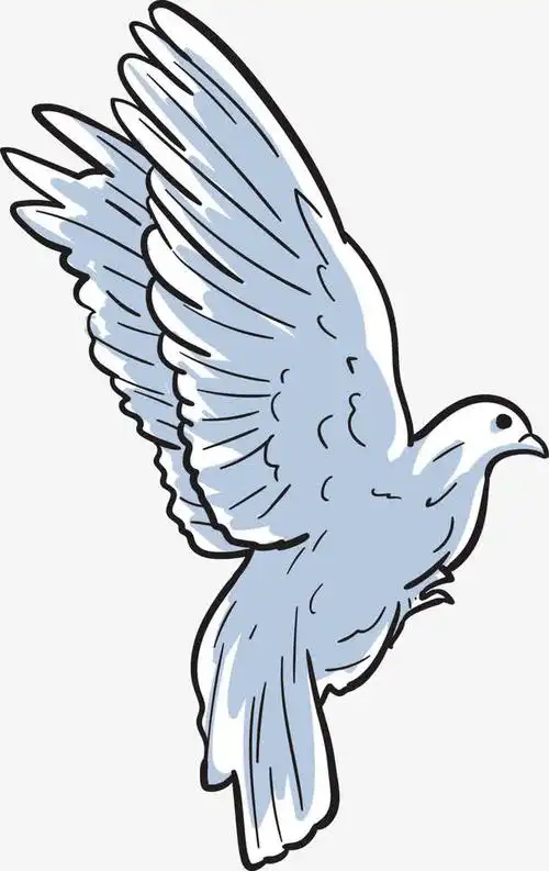 蓝色手绘卡通和平鸽免抠素材